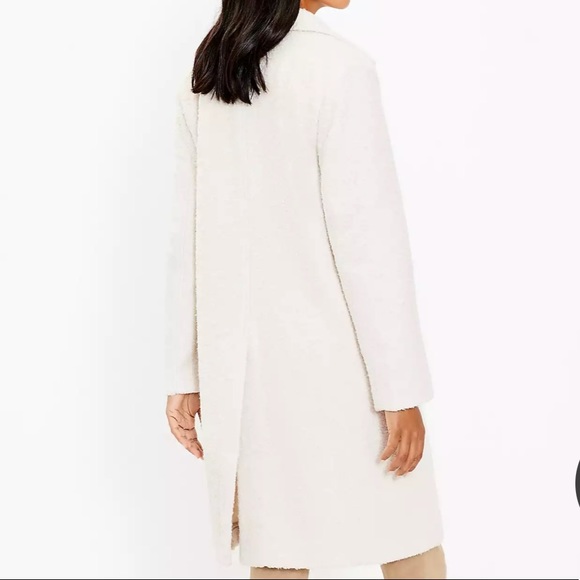 LOFT Off White Softened Double Breasted Coat - Picture 3 of 9